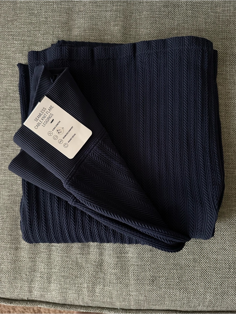 PINK Victoria's Secret Navy Textured Flare Leggings